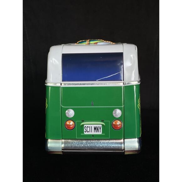 Retro Tin Hippy BW Camper Cookie Jar Biscuit Box Surf VDUB Floral Beach - Picture 4 of 9